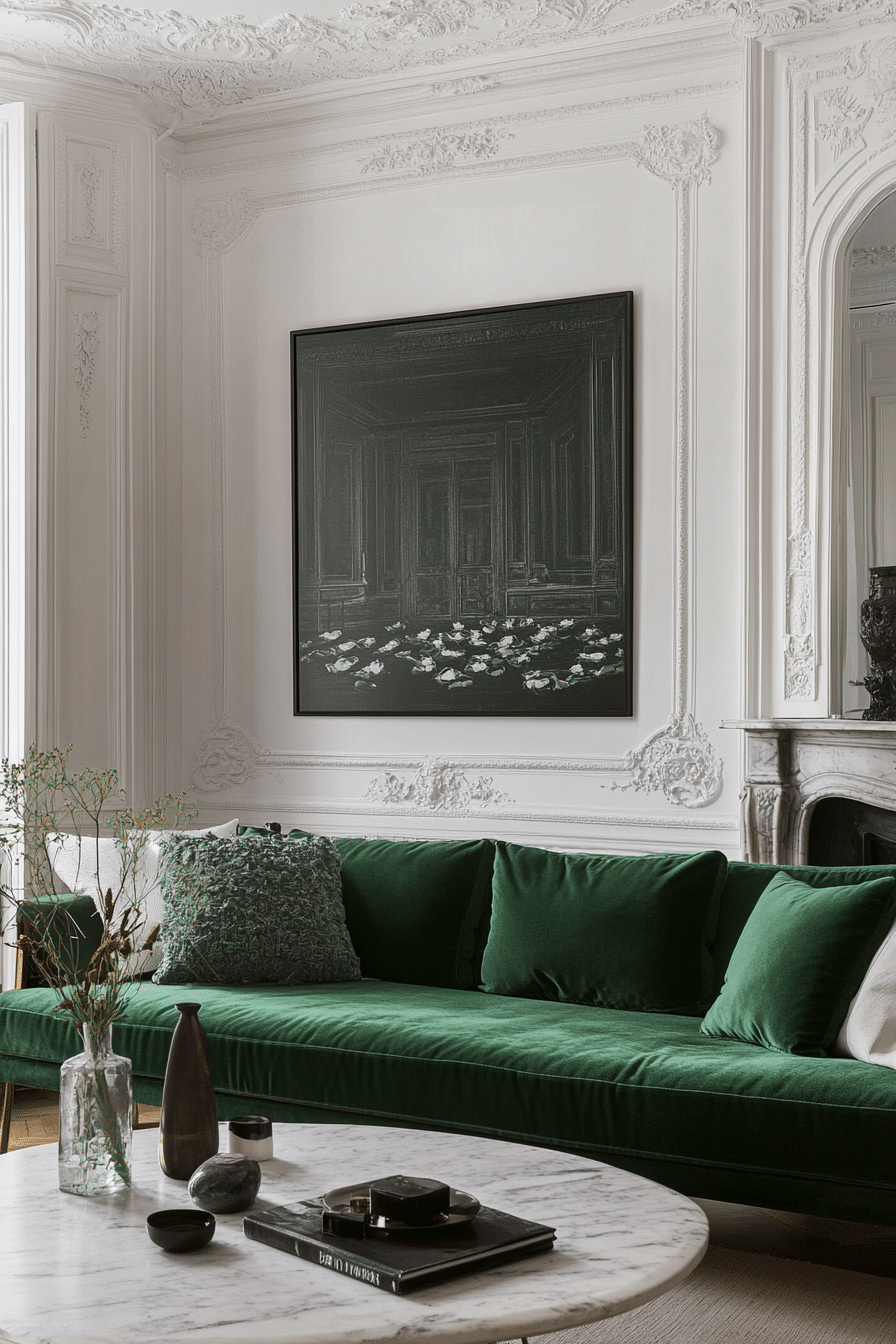 17. French Emerald Chic (Emerald Green Living Room Ideas) - Emerald Green Living Room Ideas