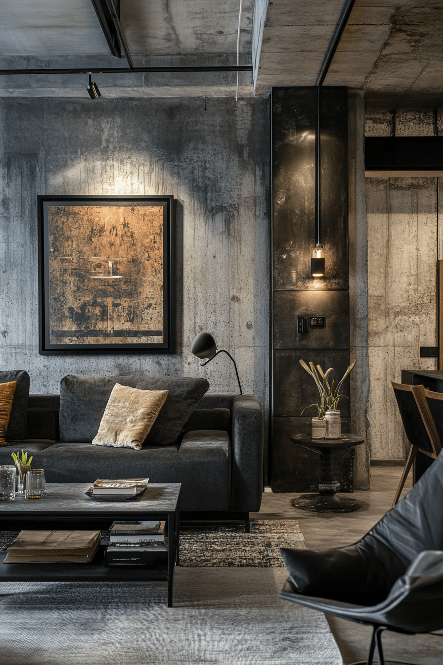 18. Concrete Chic (Gray Living Room Ideas) - Gray Living Room Ideas