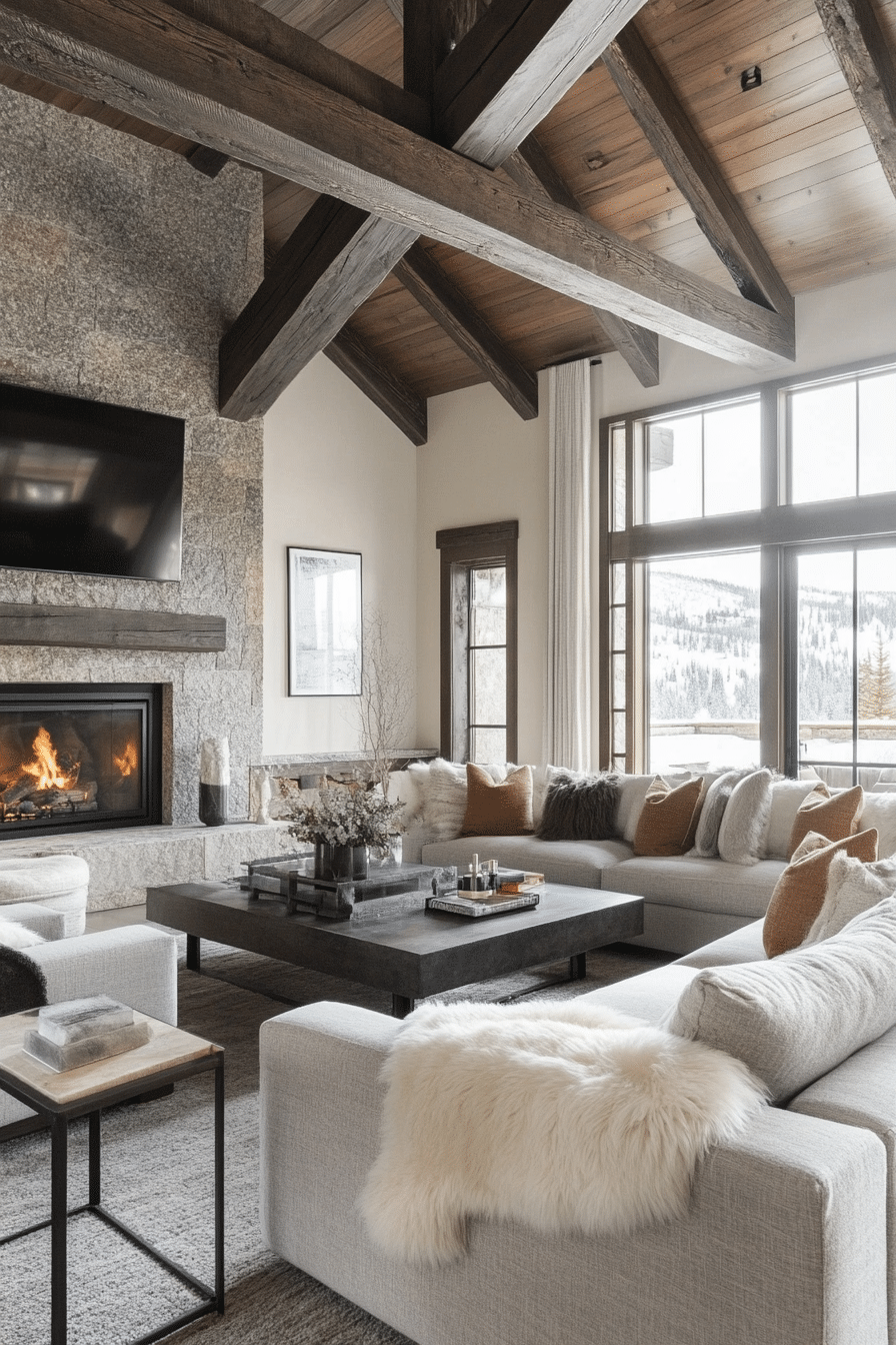 23. Granite Lodge (Gray Living Room Ideas) - Gray Living Room Ideas