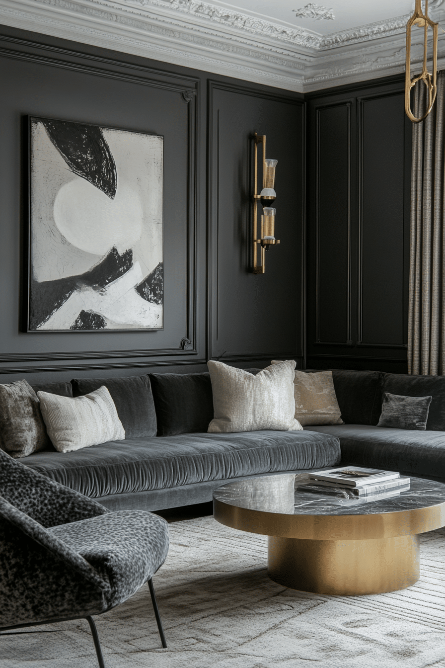 26. Graphite Art Deco (Gray Living Room Ideas) - Gray Living Room Ideas
