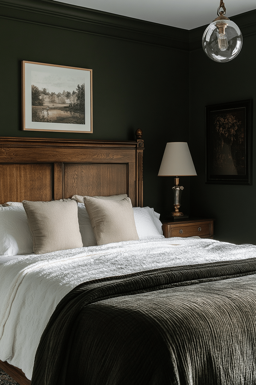 1. Moody Olive Luxe (Olive Green Bedroom Ideas) - Olive Green Bedroom Ideas