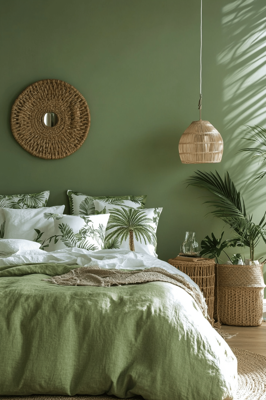 15. Tropical Oasis (Olive Green Bedroom Ideas) - Olive Green Bedroom Ideas