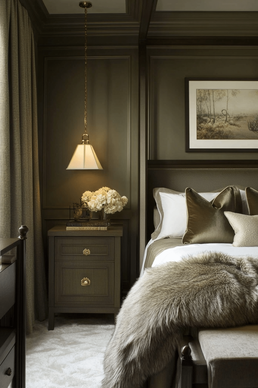 20. Sophisticated Glam (Olive Green Bedroom Ideas) - Olive Green Bedroom Ideas