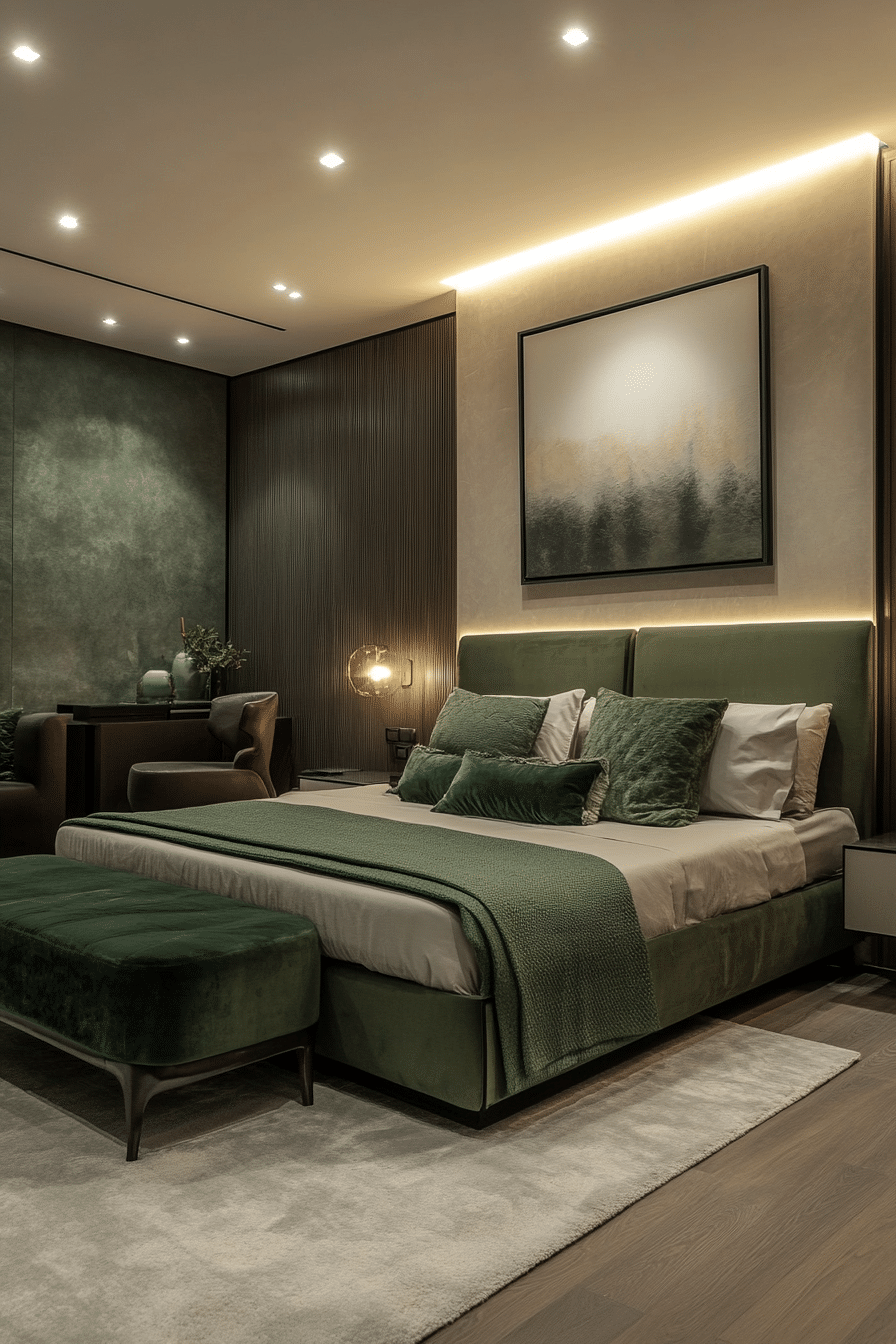 21. Softly Modern (Olive Green Bedroom Ideas) - Olive Green Bedroom Ideas