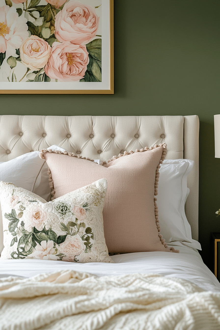 27. Feminine & Fresh (Olive Green Bedroom Ideas) - Olive Green Bedroom Ideas