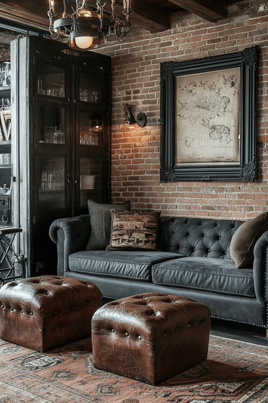 2. Industrial Loft Charm (Charcoal Sofa Living Room Ideas) - Charcoal Sofa Living Room Ideas