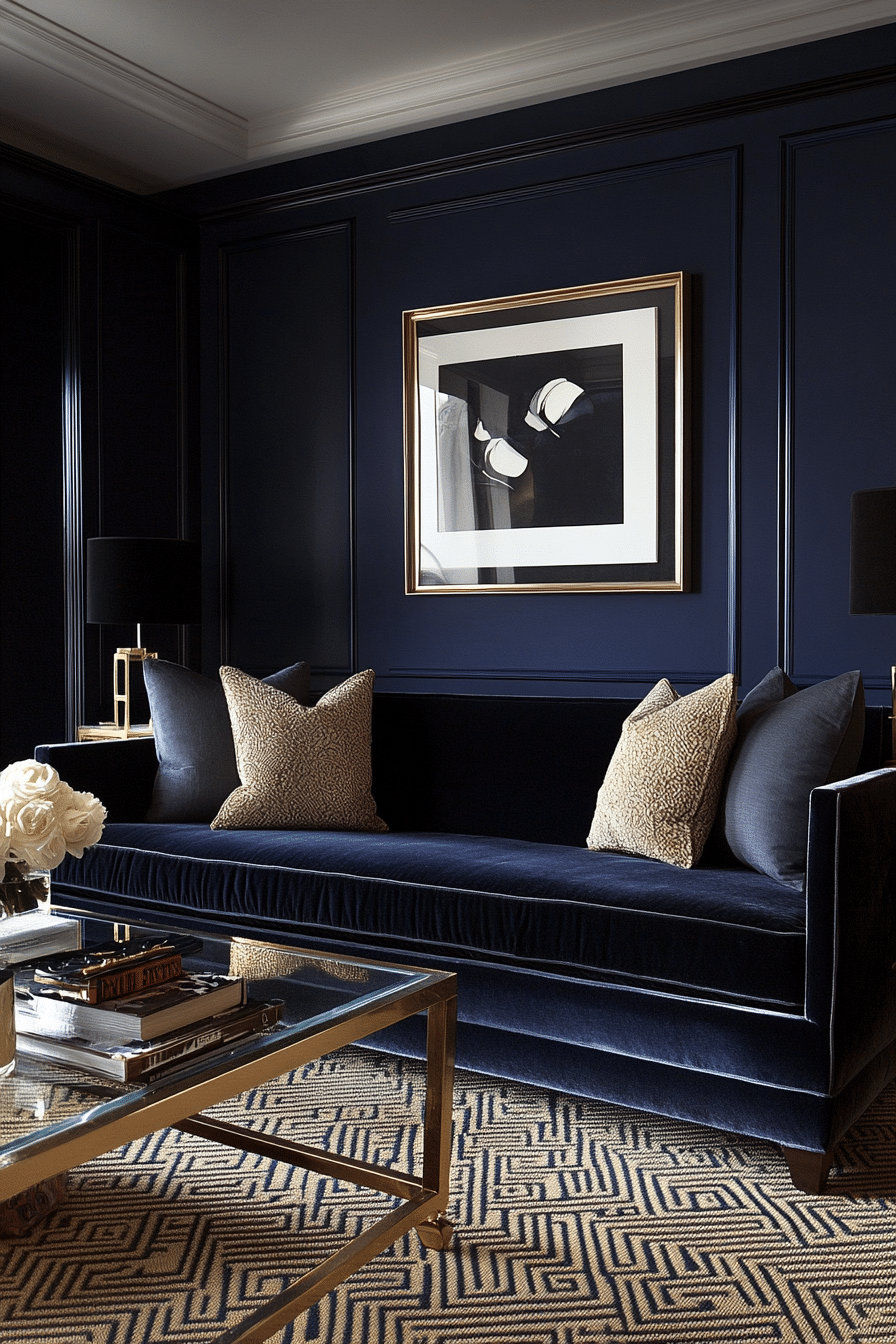 4. Bold Blue Contrast (Charcoal Sofa Living Room Ideas) - Charcoal Sofa Living Room Ideas