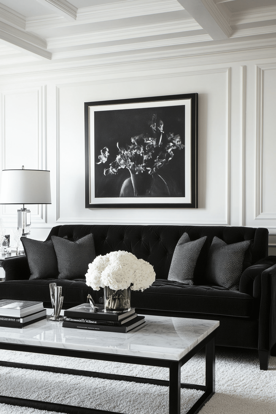 9. Classic Black & White (Charcoal Sofa Living Room Ideas) - Charcoal Sofa Living Room Ideas