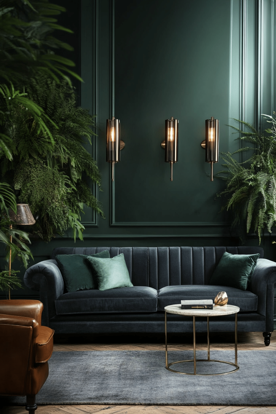 11. Moody Deep Green Escape (Charcoal Sofa Living Room Ideas) - Charcoal Sofa Living Room Ideas