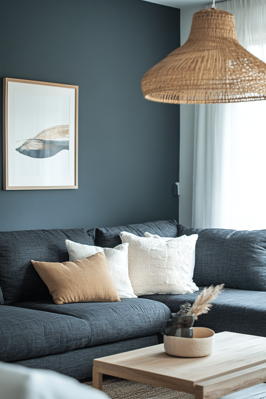 14. Contemporary Coastal Breeze (Charcoal Sofa Living Room Ideas) - Charcoal Sofa Living Room Ideas