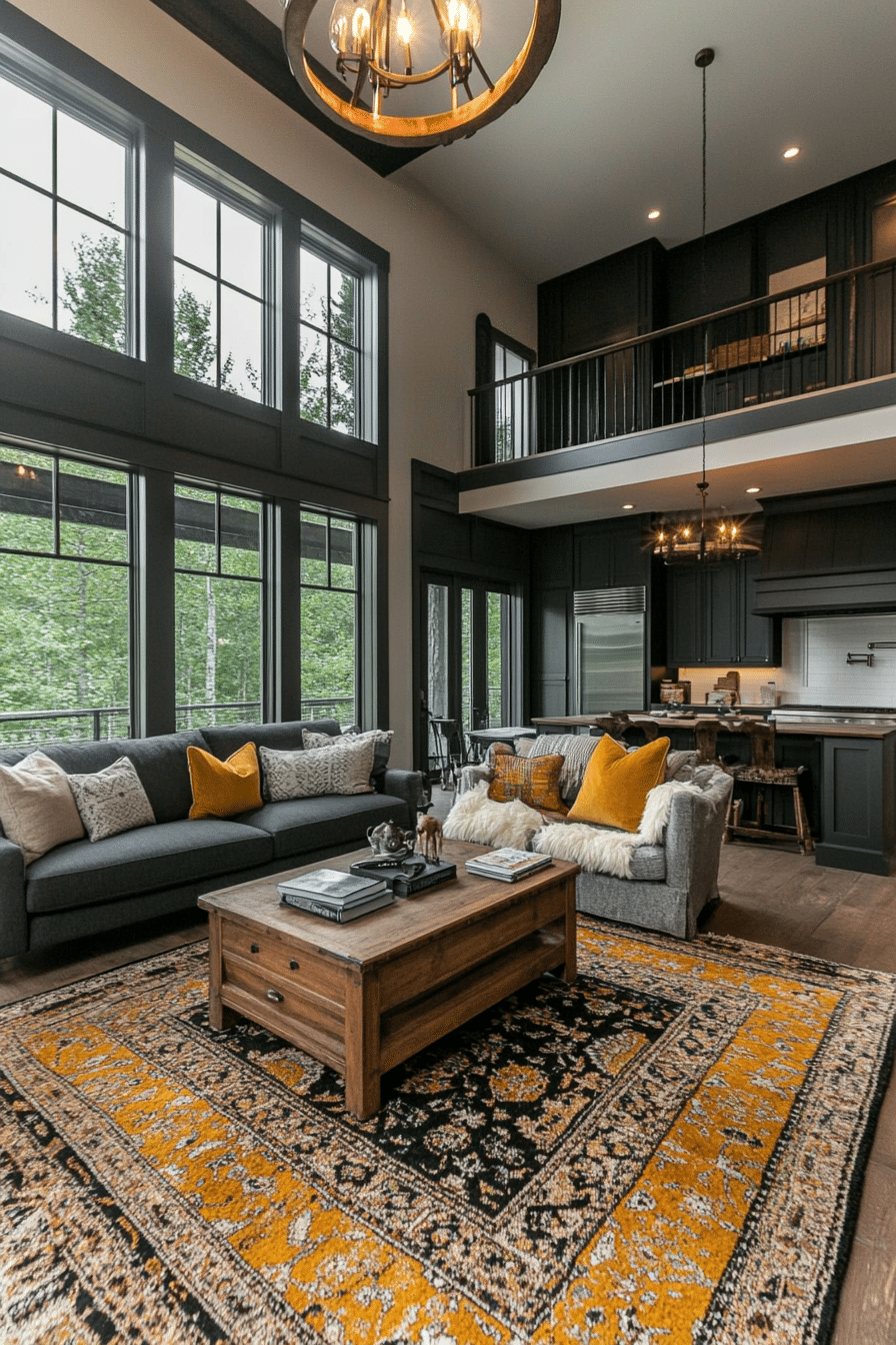 20. Deep Mustard & Charcoal Blend (Charcoal Sofa Living Room Ideas) - Charcoal Sofa Living Room Ideas