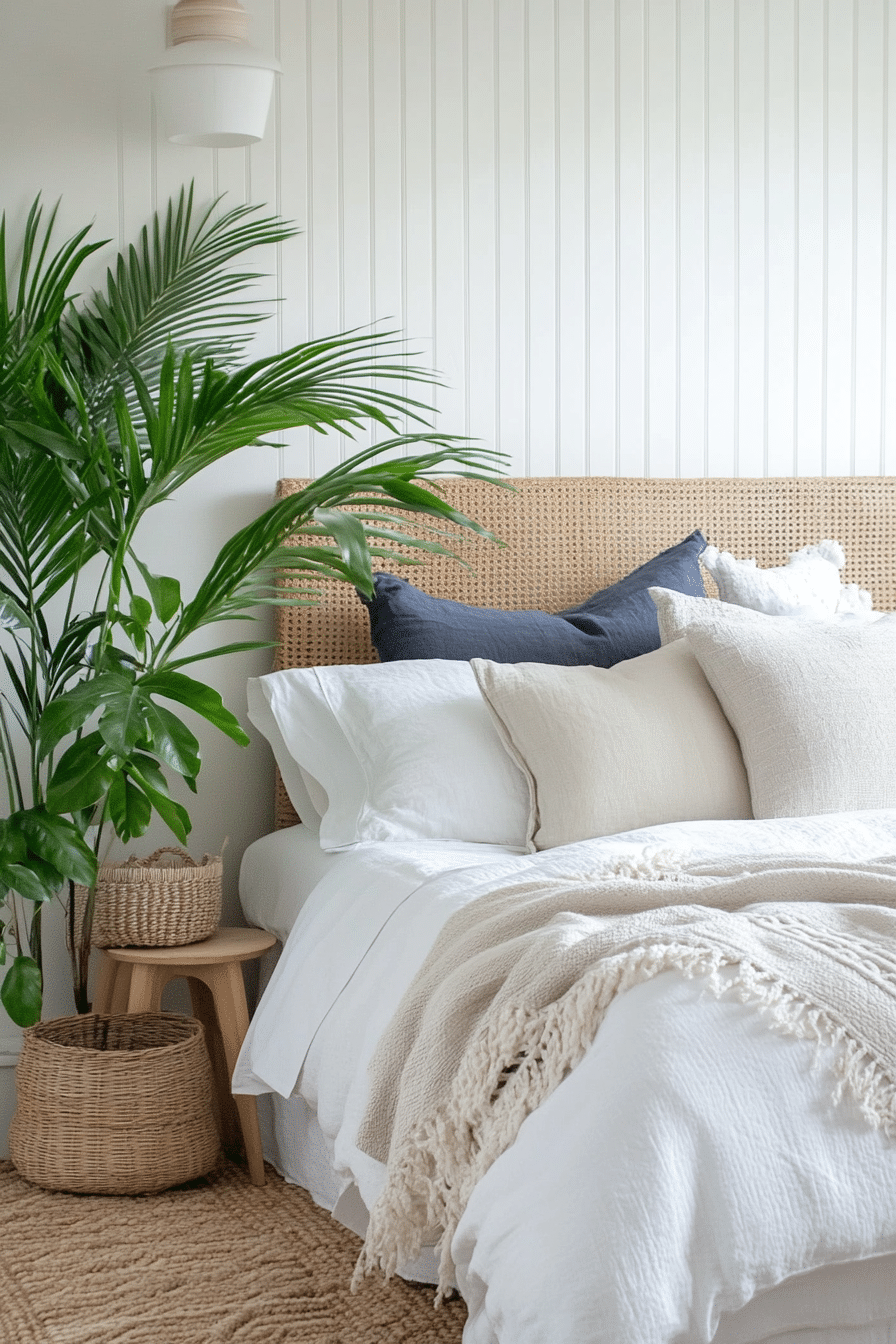 17. Coastal Calm with Greenery (Bedroom Ideas With Plants) - Bedroom Ideas With Plants