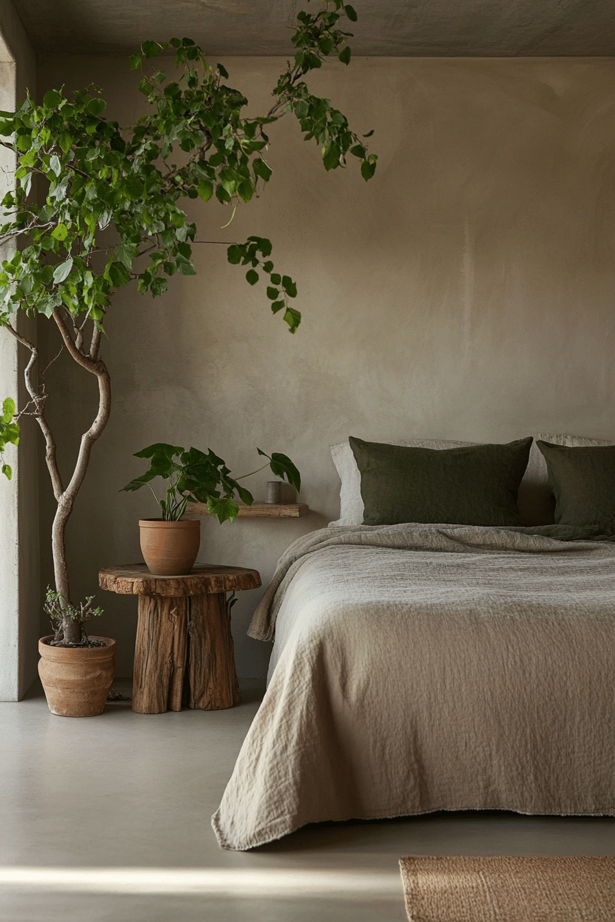 22. Wabi-Sabi Nature Retreat (Bedroom Ideas With Plants) - Bedroom Ideas With Plants