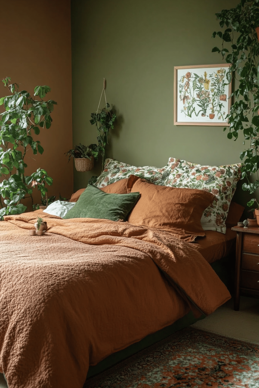 27. Warm Autumn Botanical Haven (Bedroom Ideas With Plants) - Bedroom Ideas With Plants