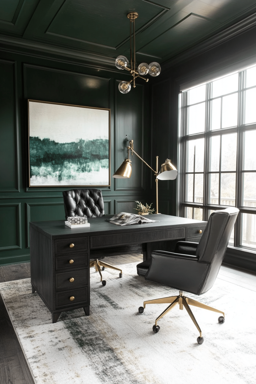 8. Emerald and Charcoal Contrast (Emerald Green Office Ideas) - Emerald Green Office Ideas