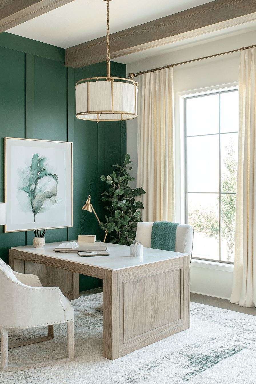 10. Emerald and Cream Serenity (Emerald Green Office Ideas) - Emerald Green Office Ideas
