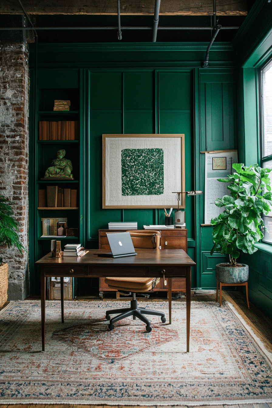 14. Artistic Emerald Escape (Emerald Green Office Ideas) - Emerald Green Office Ideas