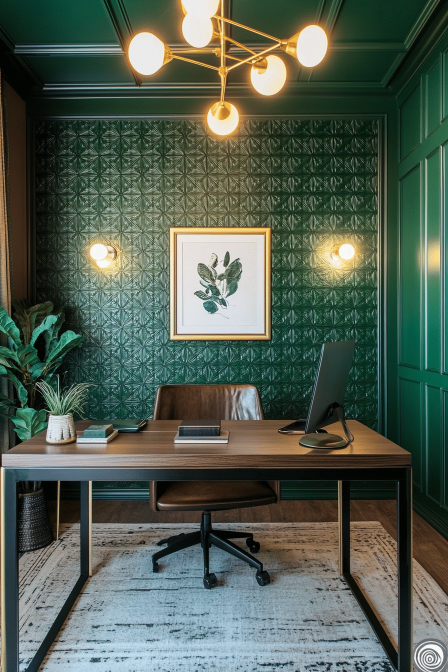 16. Retro Emerald Chic (Emerald Green Office Ideas) - Emerald Green Office Ideas