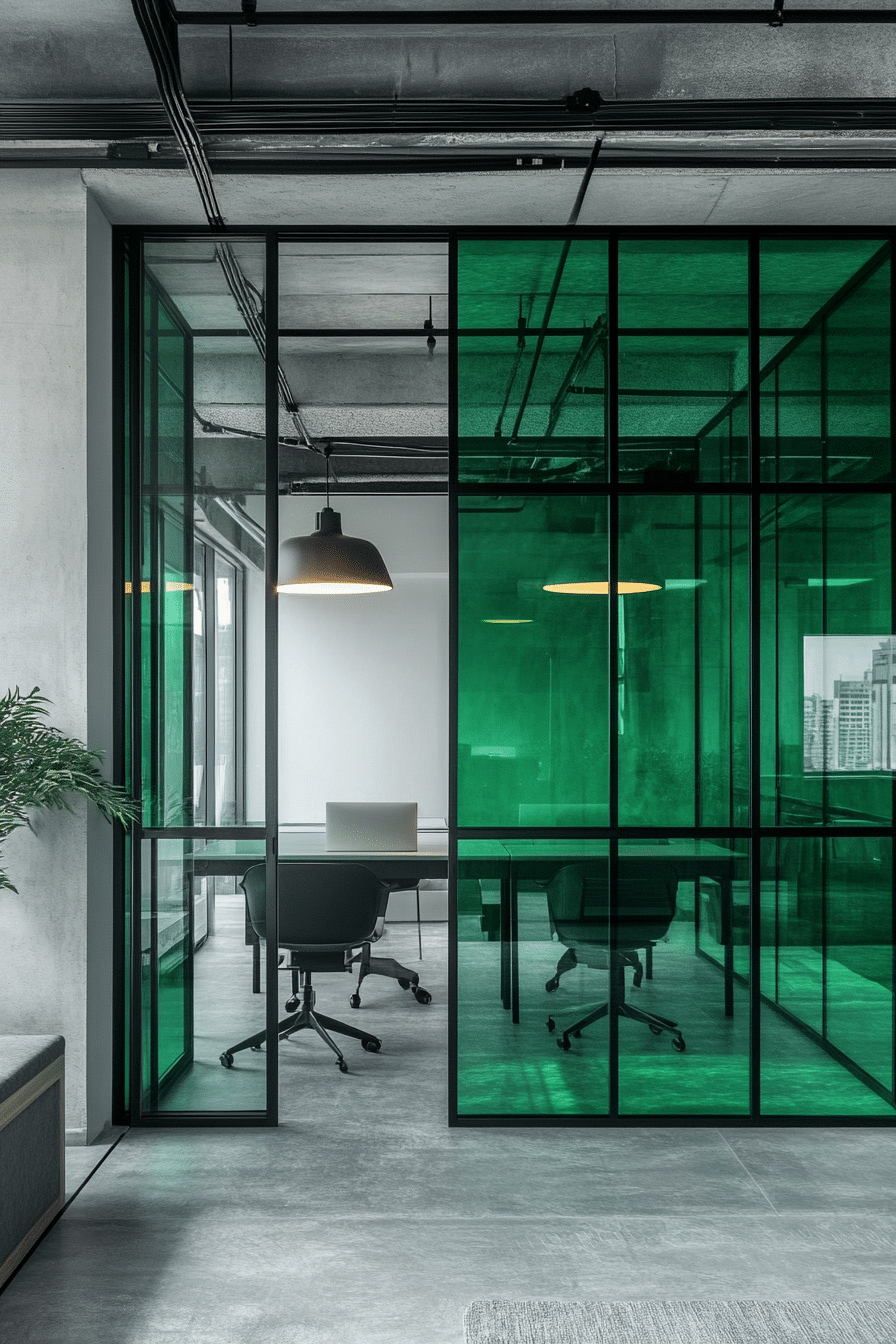 17. Emerald Glass & Metal Fusion (Emerald Green Office Ideas) - Emerald Green Office Ideas