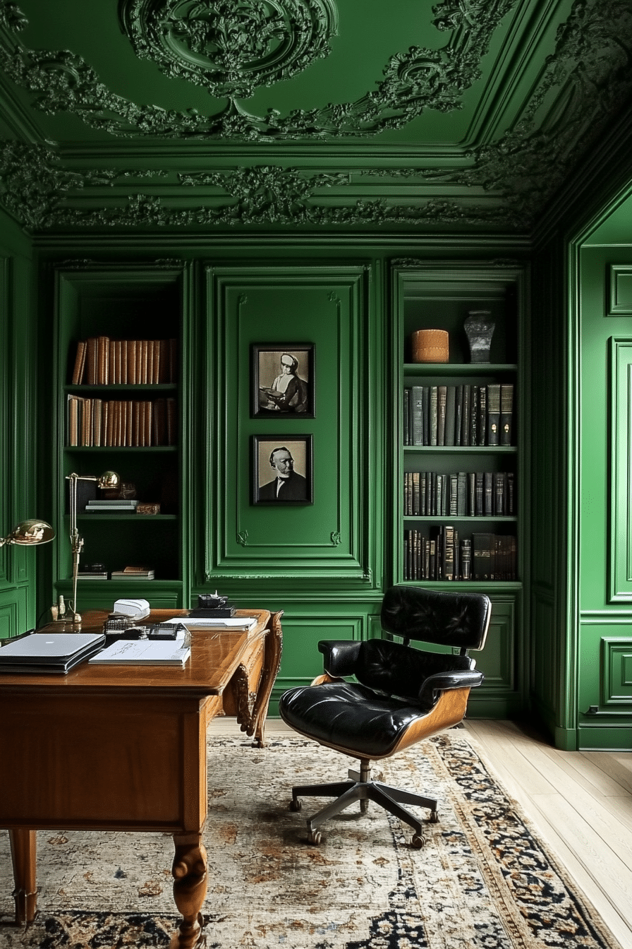 19. Parisian Emerald Charm (Emerald Green Office Ideas) - Emerald Green Office Ideas