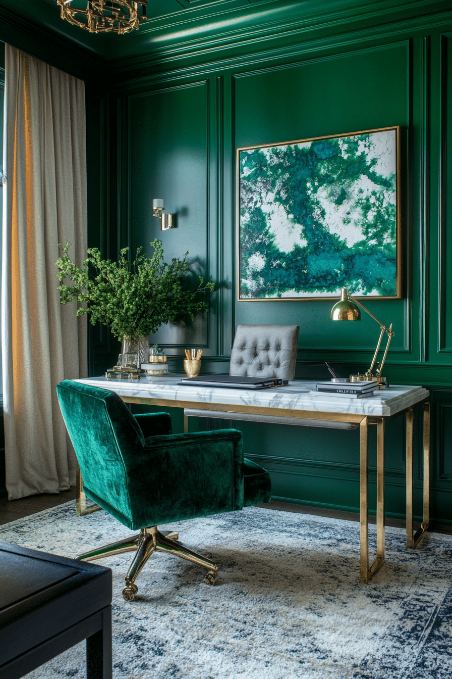 21. Glam Emerald Studio (Emerald Green Office Ideas) - Emerald Green Office Ideas