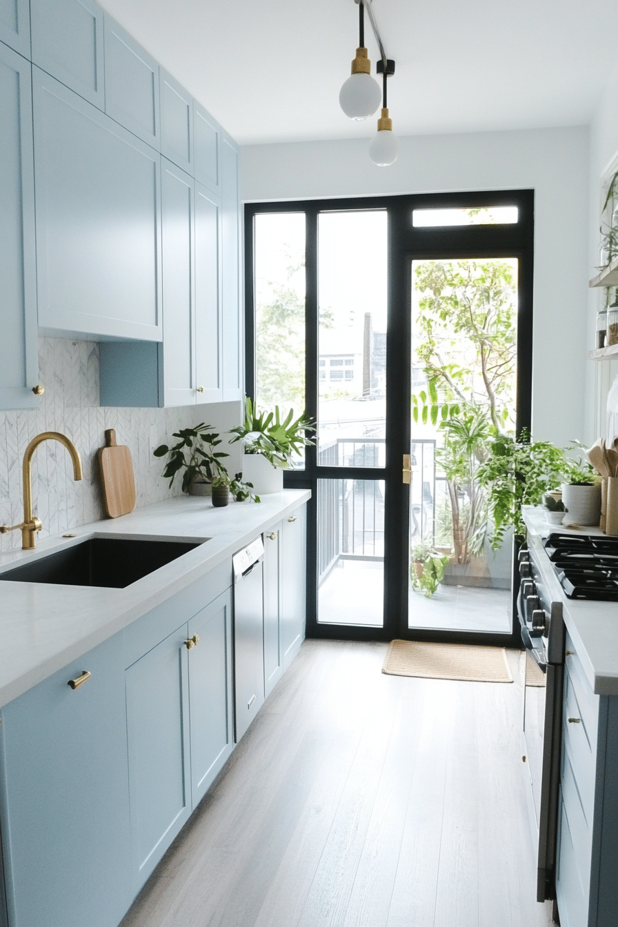 1. Modern Minimalist (Narrow Kitchen Ideas) - Narrow Kitchen Ideas