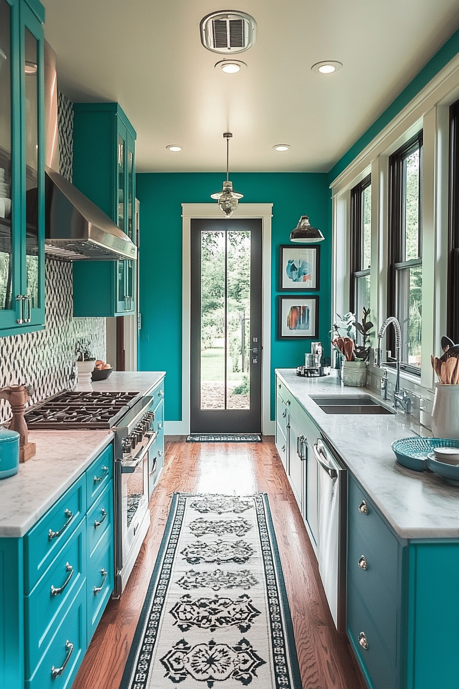 17. Bold Black & White (Narrow Kitchen Ideas) - Narrow Kitchen Ideas
