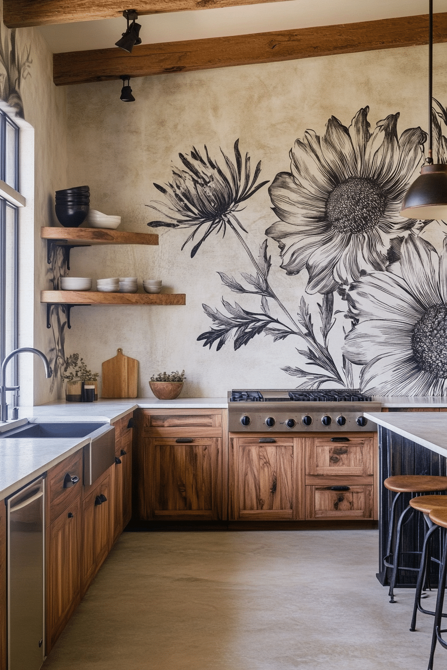 8. Botanical Wall Murals (Kitchen Wall Decor Ideas) - Kitchen Wall Decor Ideas