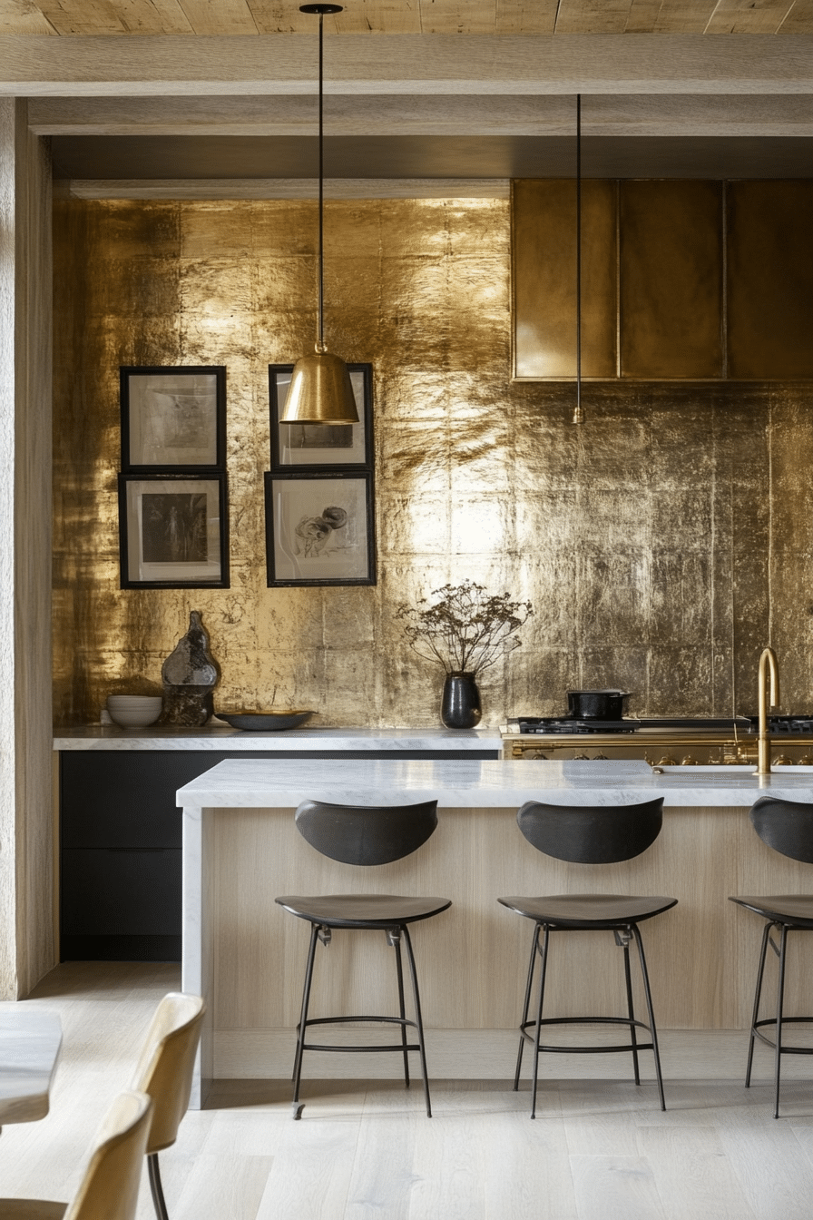 10. Metallic Gold Touches (Kitchen Wall Decor Ideas) - Kitchen Wall Decor Ideas
