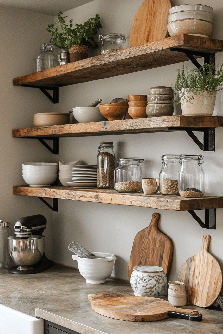 13. Open Shelving with Decor (Kitchen Wall Decor Ideas) - Kitchen Wall Decor Ideas