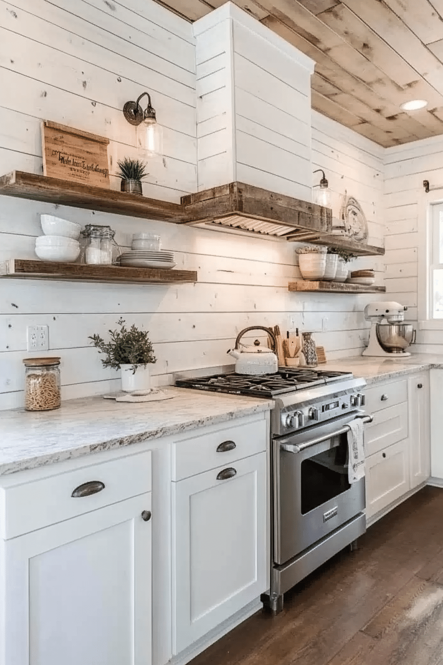 15. Whitewashed Shiplap (Kitchen Wall Decor Ideas) - Kitchen Wall Decor Ideas