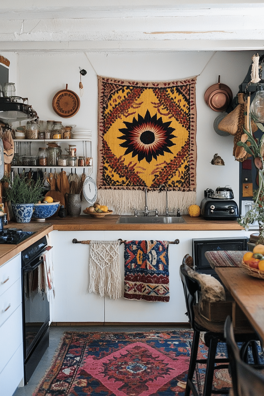 17. Bohemian Textile Hangings (Kitchen Wall Decor Ideas) - Kitchen Wall Decor Ideas