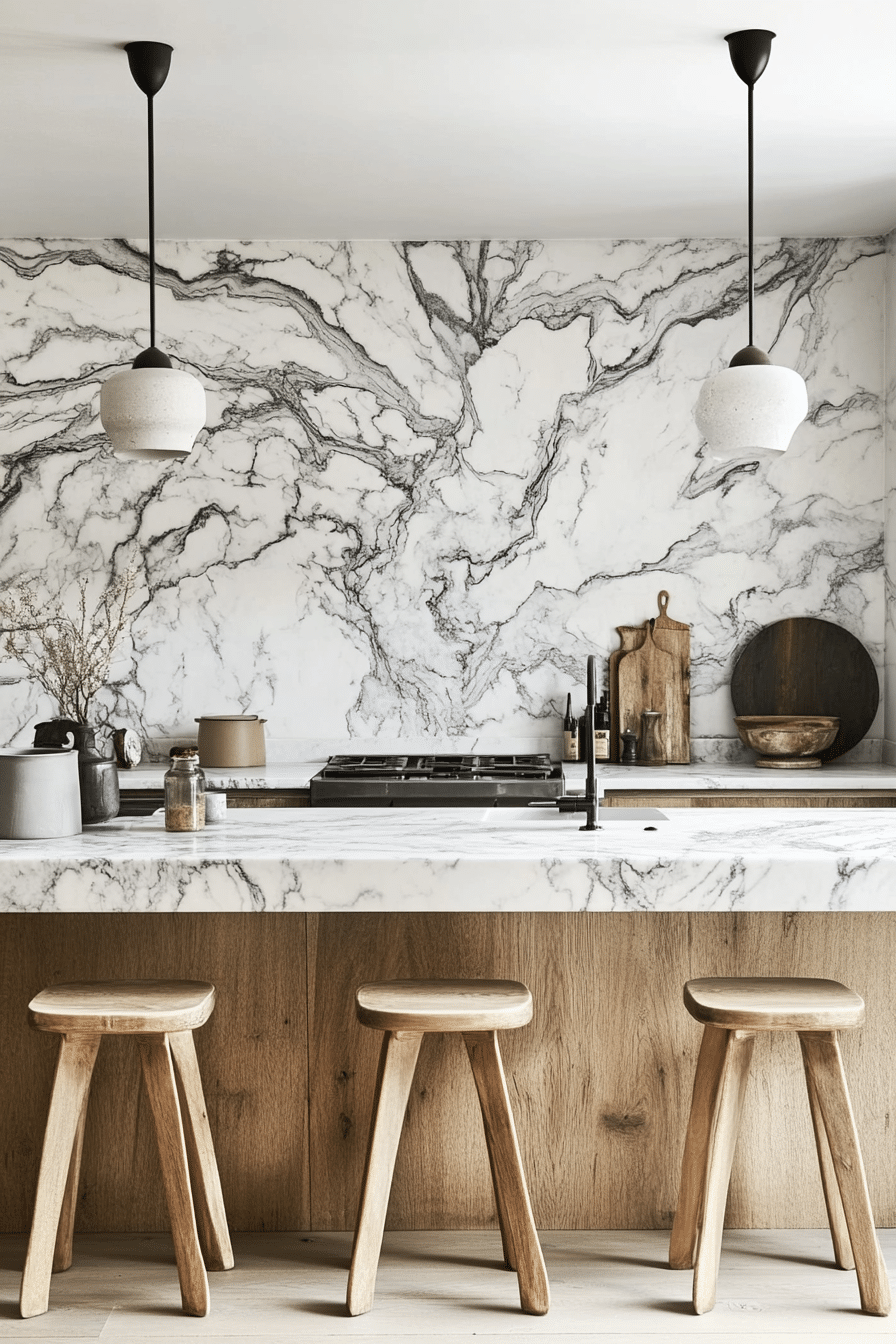 26. Marbled Wallpaper (Kitchen Wall Decor Ideas) - Kitchen Wall Decor Ideas