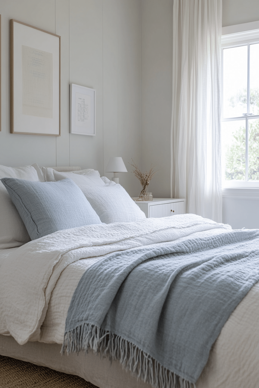 1. Minimalist Dusty Blue Sanctuary (Dusty Blue Bedroom Ideas) - Dusty Blue Bedroom Ideas