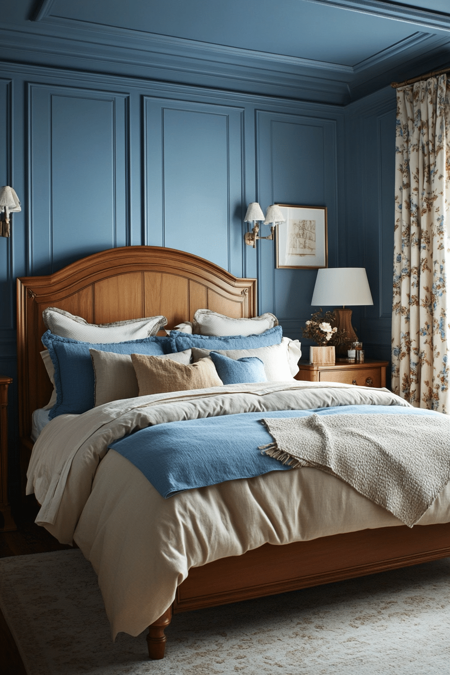 7. Dusty Blue with Warm Wood Accents (Dusty Blue Bedroom Ideas) - Dusty Blue Bedroom Ideas