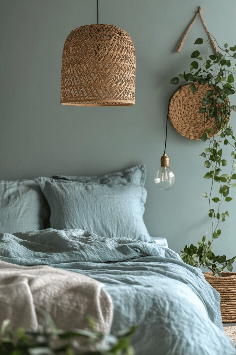 8. Dusty Blue & Green Tranquility (Dusty Blue Bedroom Ideas) - Dusty Blue Bedroom Ideas