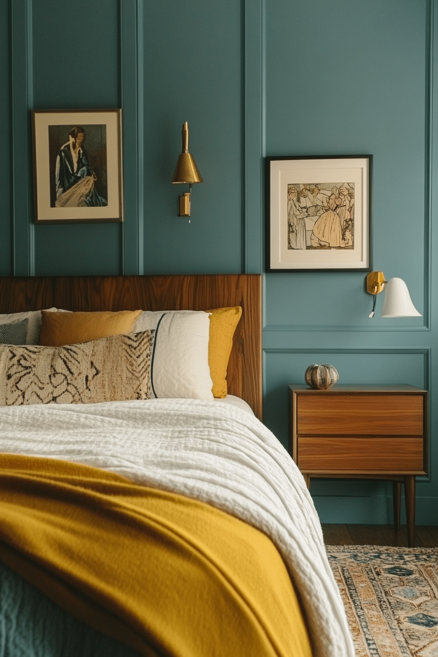 9. Mid-Century Modern Dusty Blue (Dusty Blue Bedroom Ideas) - Dusty Blue Bedroom Ideas
