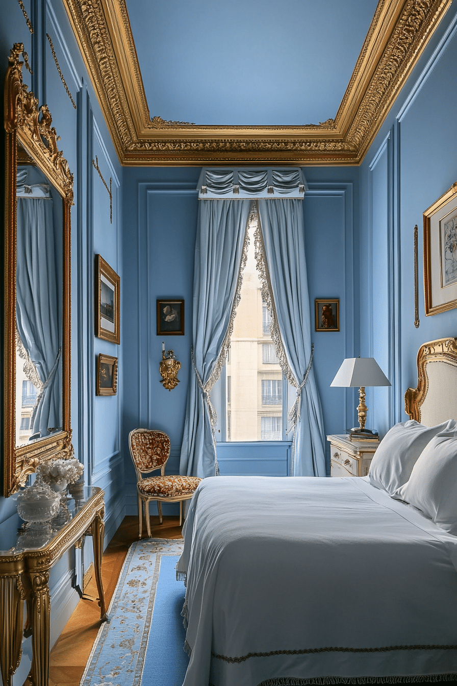 26. Dusty Blue with Soft Gold Touches (Dusty Blue Bedroom Ideas) - Dusty Blue Bedroom Ideas