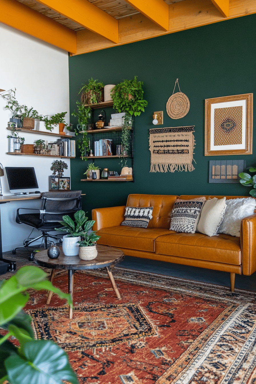 3. Boho Chic Workspace (Lounge Office Room Ideas) - Lounge Office Room Ideas