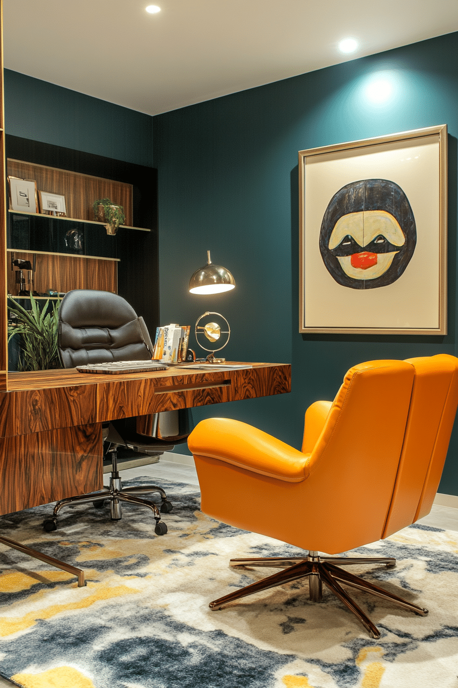 5. Mid-Century Modern Office (Lounge Office Room Ideas) - Lounge Office Room Ideas
