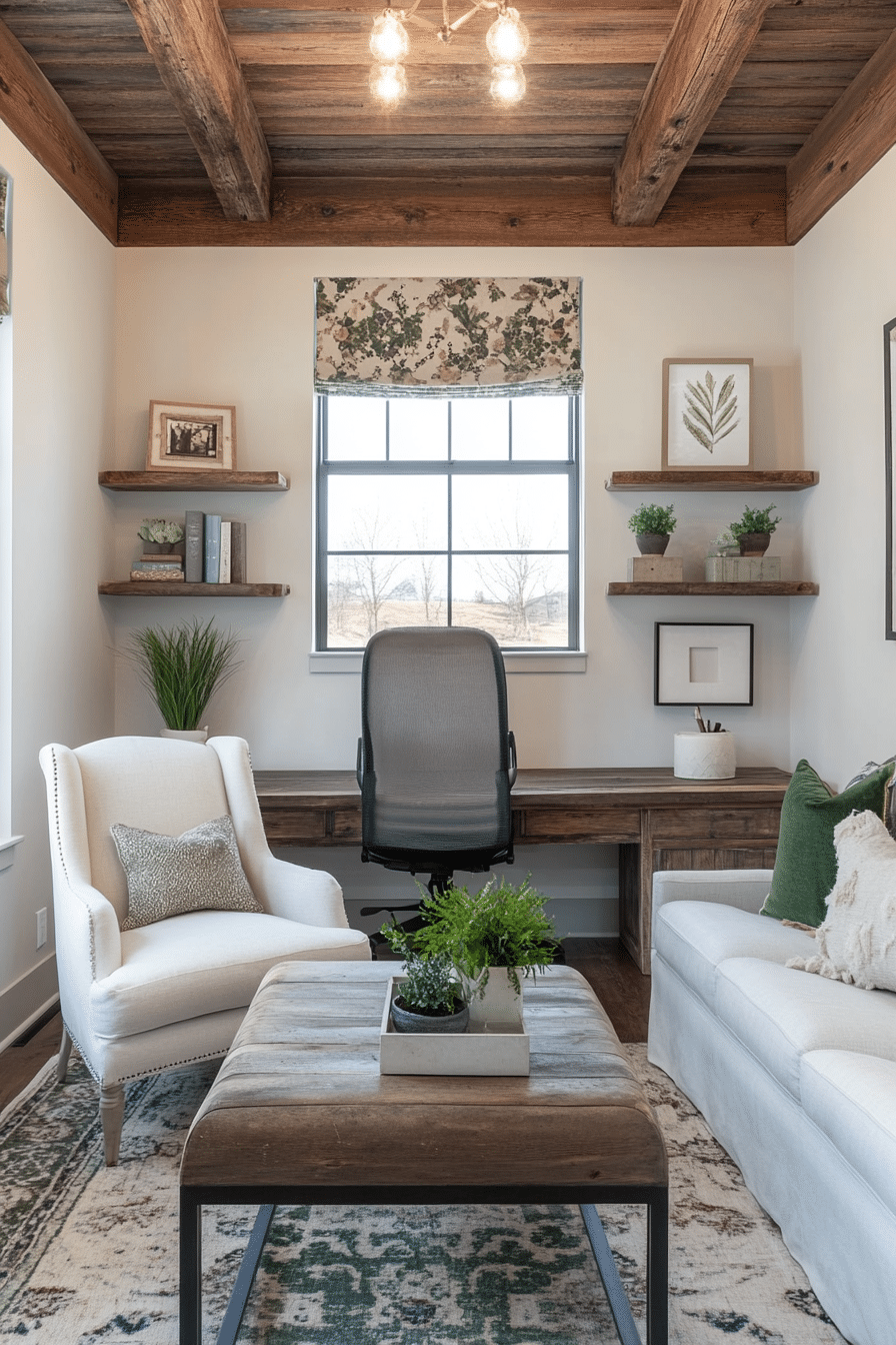6. Rustic Farmhouse Office (Lounge Office Room Ideas) - Lounge Office Room Ideas