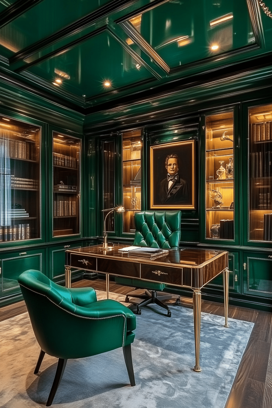 8. Art Deco Glam Office (Lounge Office Room Ideas) - Lounge Office Room Ideas