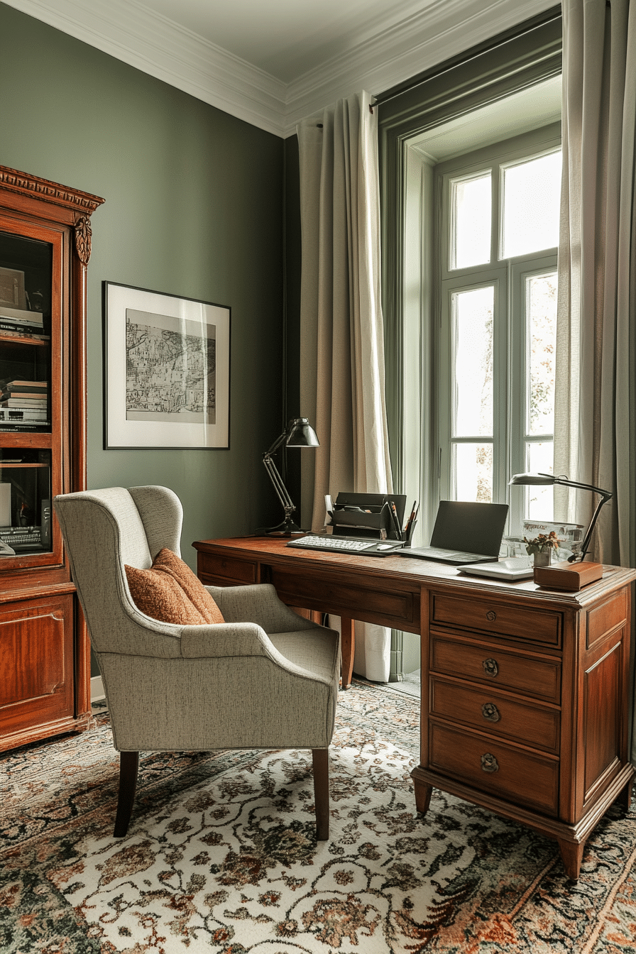 12. Vintage-Inspired Workspace (Lounge Office Room Ideas) - Lounge Office Room Ideas