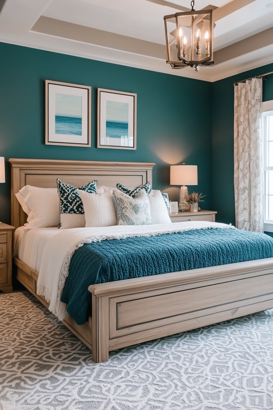 5. Coastal Escape (Dark Teal Bedroom Ideas) - Dark Teal Bedroom Ideas