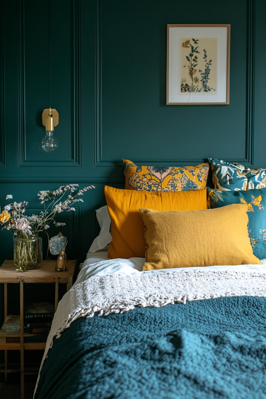 6. Eclectic Color Fusion (Dark Teal Bedroom Ideas) - Dark Teal Bedroom Ideas