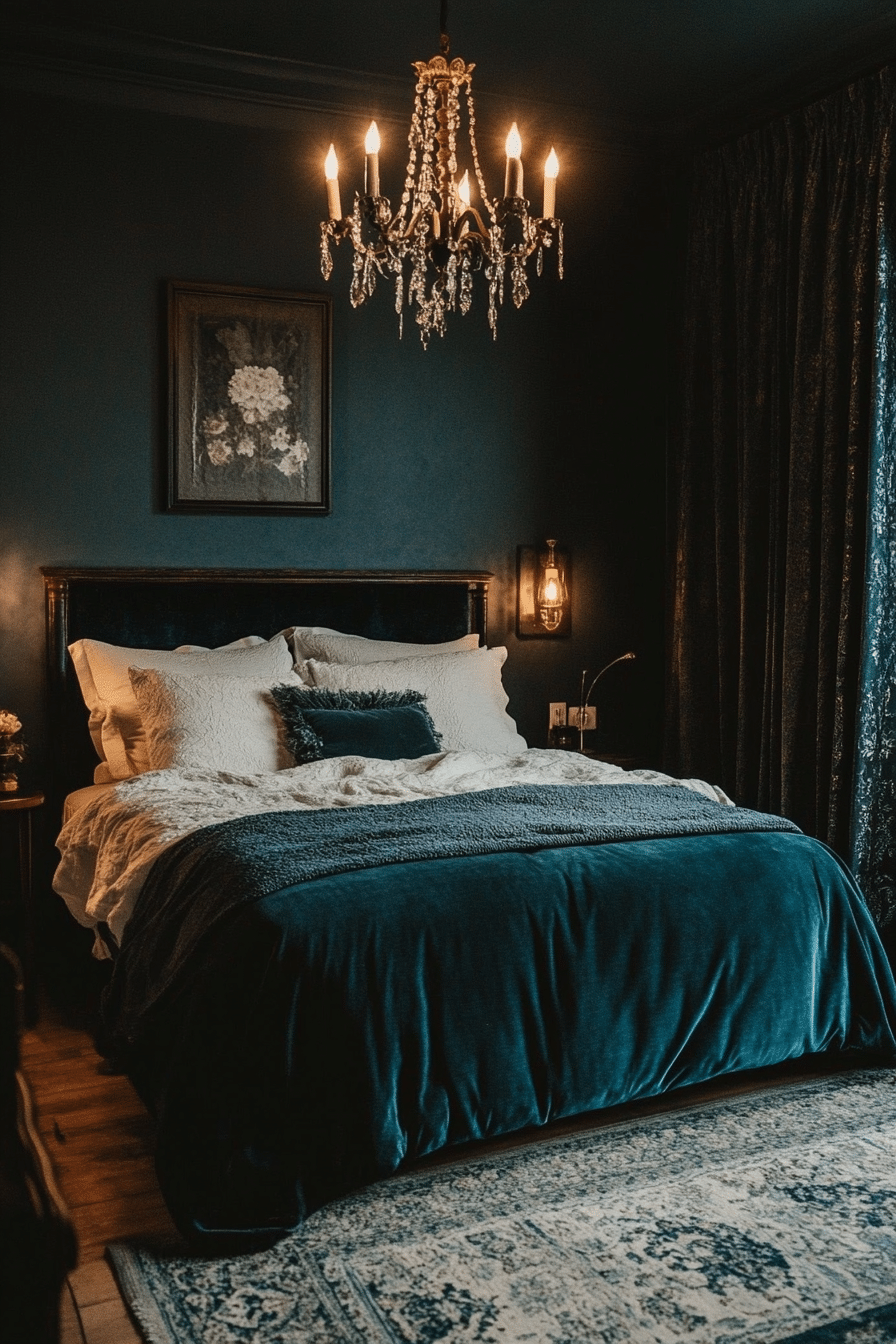 7. Romantic Velvet Retreat (Dark Teal Bedroom Ideas) - Dark Teal Bedroom Ideas