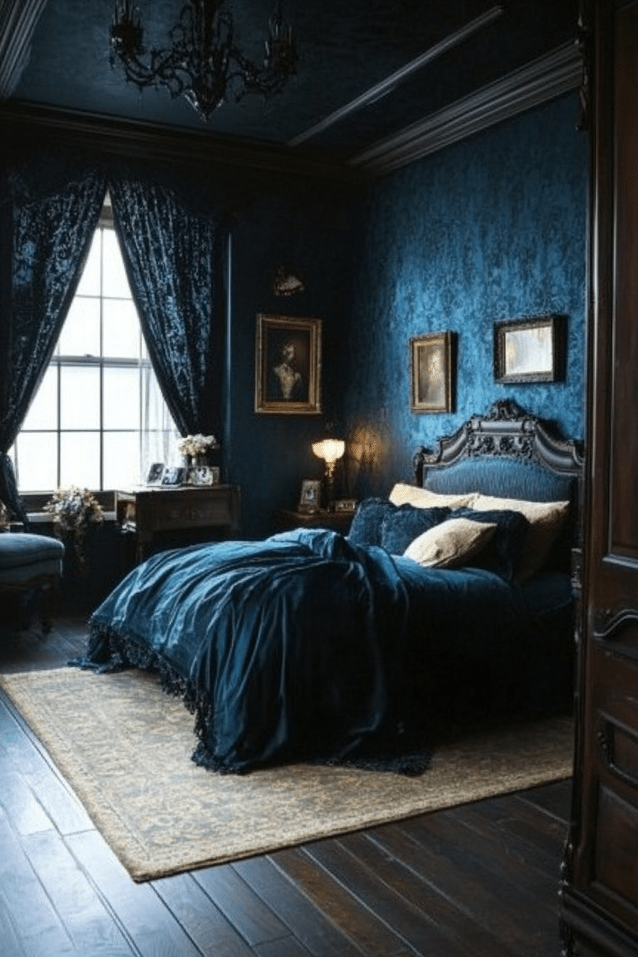 11. Gothic Romance (Dark Teal Bedroom Ideas) - Dark Teal Bedroom Ideas