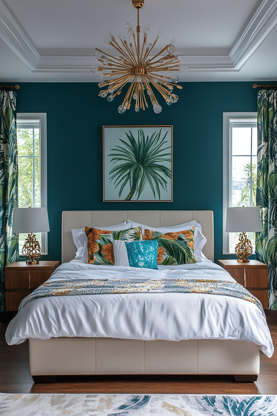 14. Tropical Paradise (Dark Teal Bedroom Ideas) - Dark Teal Bedroom Ideas