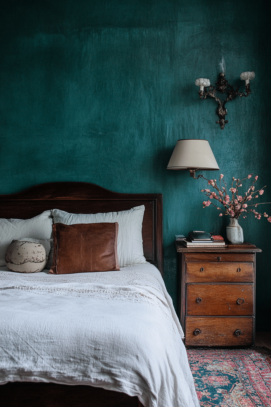 15. Rustic Teal Escape (Dark Teal Bedroom Ideas) - Dark Teal Bedroom Ideas