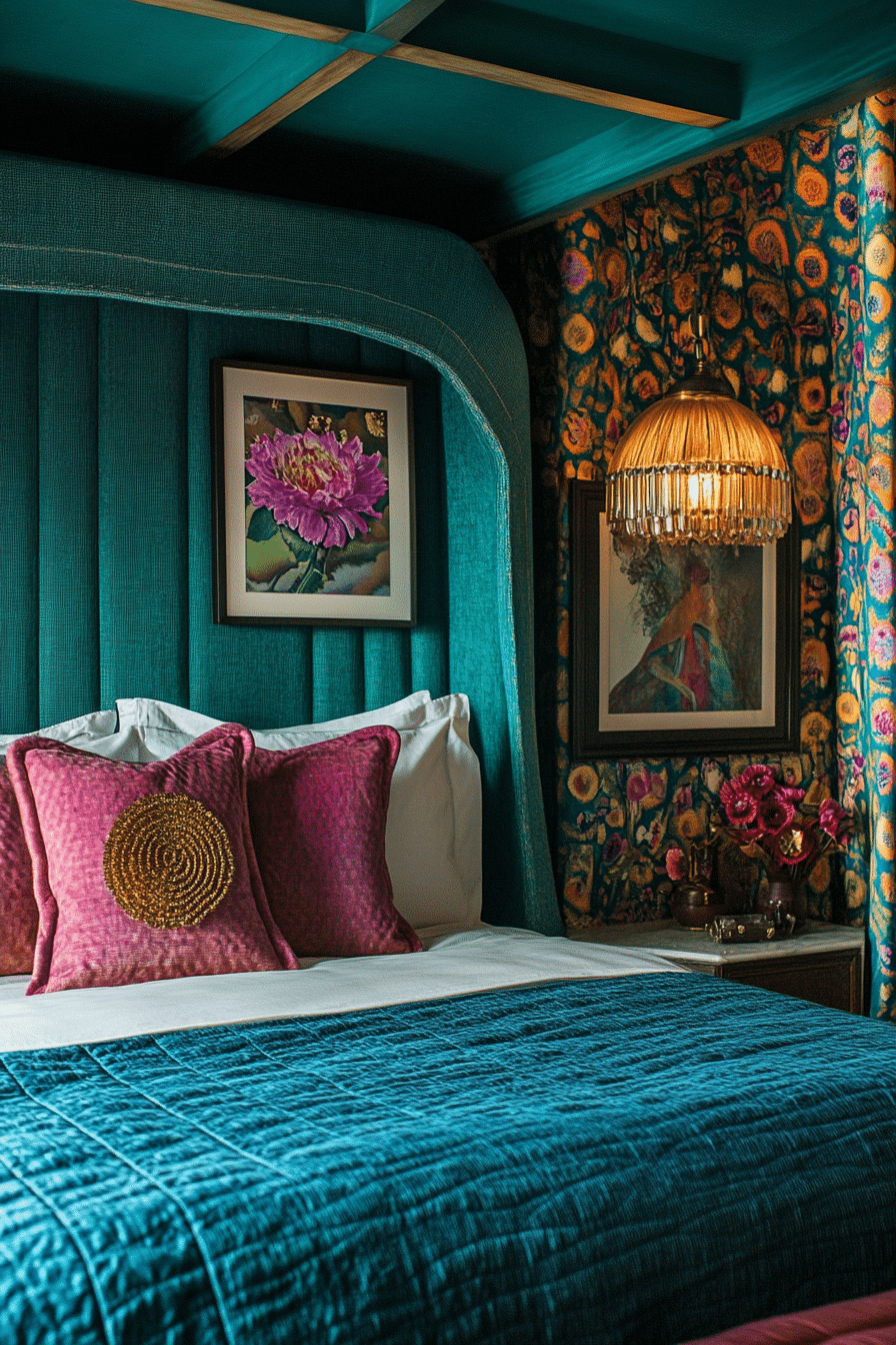 17. Retro Revival (Dark Teal Bedroom Ideas) - Dark Teal Bedroom Ideas
